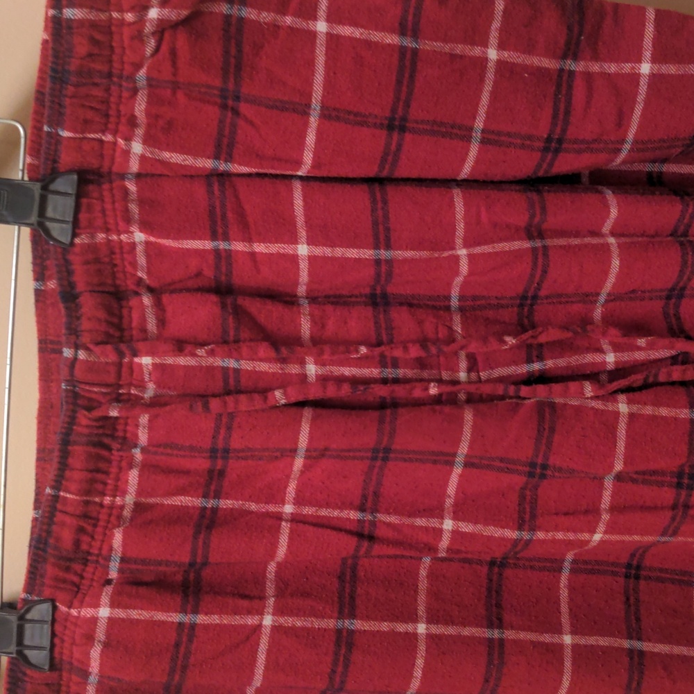 Mens cotton flannel pajama pants. Red/black/white checked - Picture 3 of 4